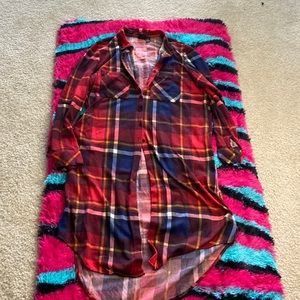 Plus Size Long Line Plaid Cardigan